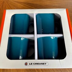 4 New in Box Le Creuset Deep Teal Mugs 400 ml